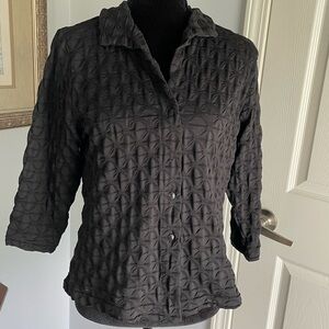Andria Lieu Blazer. Black. Light weight, button close. 3/4 sleeve. Size L.
